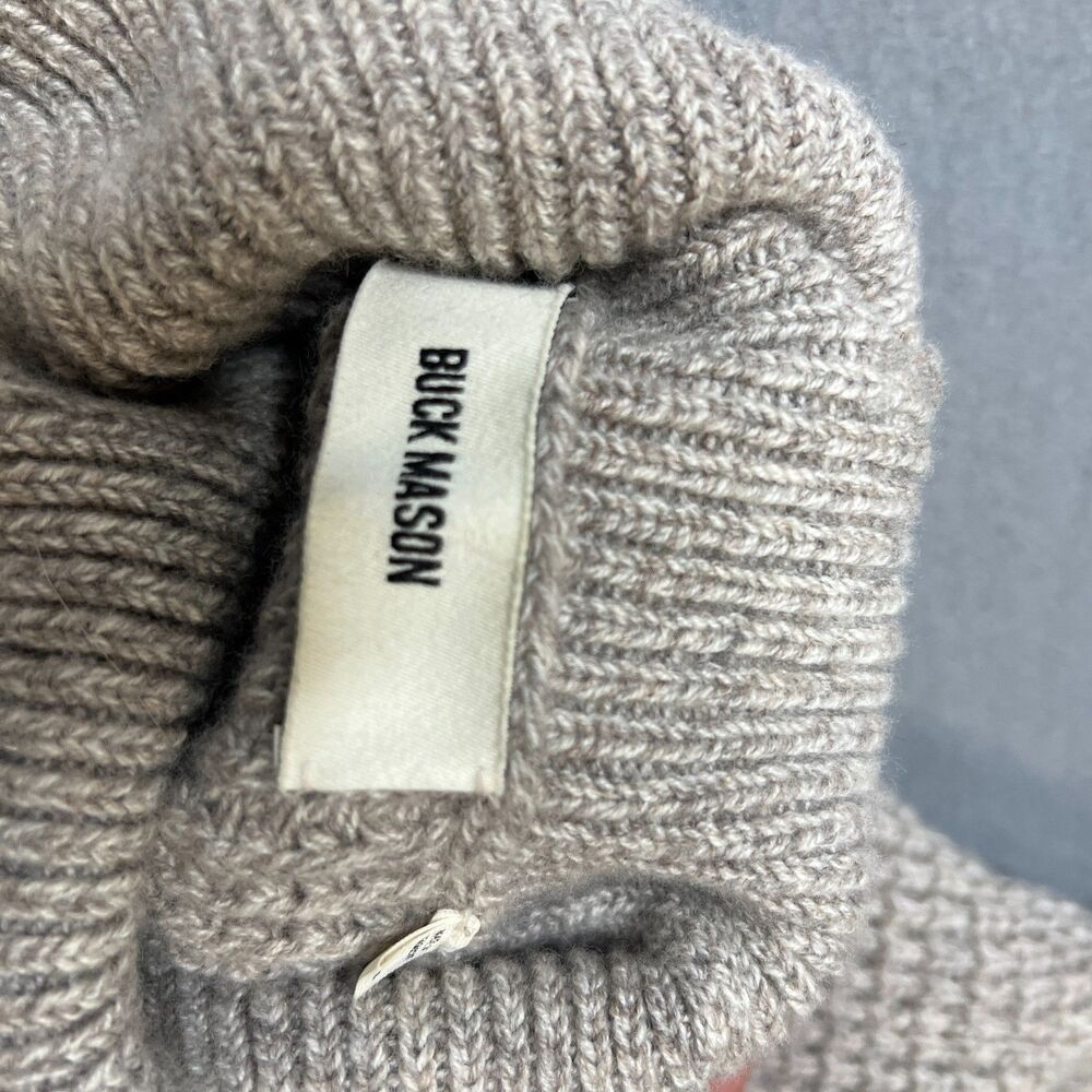 Buck Mason Sweater Womens Large Beige Wool Blend Mock Neck Casual Chunky Knitted - Picture 5 of 9